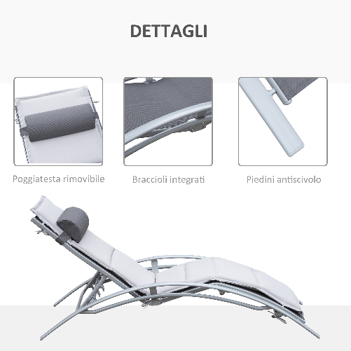 Outsunny-Sdraio-da-Giardino-Reclinabile-su-5-Livelli-con-Cuscino-Rimovibile-Alluminio-e-Texteline-170x64x82cm-Grigio-Chiaro