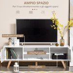 HOMCOM-Mobile-TV-max-65--in-Truciolato-e-MDF-Bianco-con-2-Credenze-Laterali-2-Ripiani-Centrali-150x39x50-cm