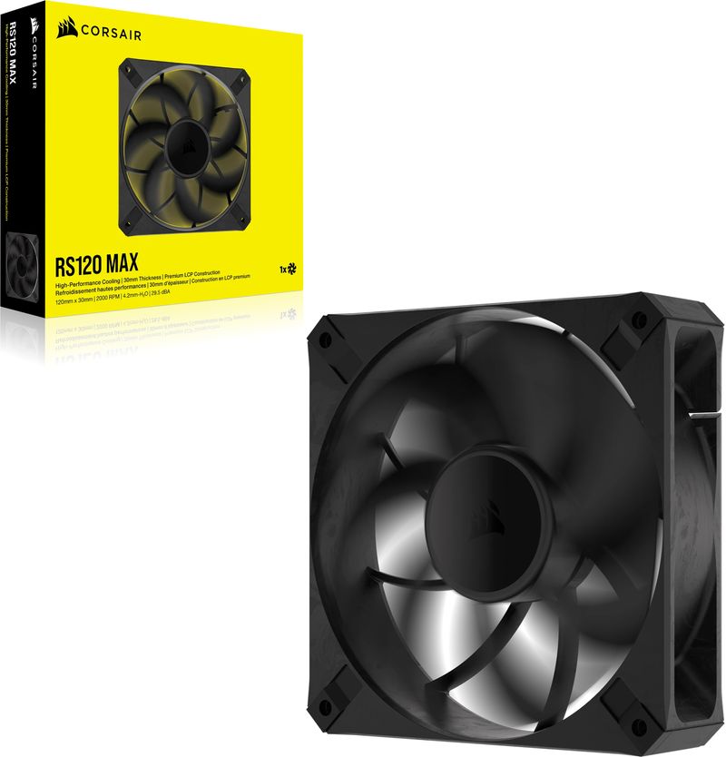 Corsair-RS120-MAX-12cm-PWM-Thick-Case-Fan-30mm-Thick-Magnetic-Dome-Bearing-2000-RPM-Liquid-Crystal-Polymer-Construction