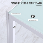 HOMCOM-Tavolo-Moderno-Rettangolare-Struttura-in-Metallo-e-Piano-in-Vetro-Temperato---Bianco