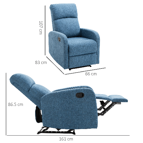 HOMCOM-Poltrona-Relax-Reclinabile-Manuale-con-Poggiapiedi-Portata-125kg-Tessuto-di-Lino-66-×-83-×-107cm-Blu