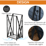 HOMCOM-Portalegna-da-Interno-ed-Esterno-in-Acciaio-Porta-Legna-per-Camino-con-Attizzatoio-Paletta-Scopino-Pinza-46x30x76cm---Nero