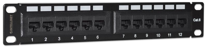 Intellinet-720748-pezzo-di-pannello-1U--CAT6-PATCH-PANEL-10IN-12-PORT----UTP-1U-UNSHIELDED-