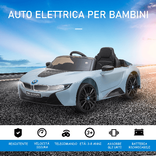 HOMCOM-Macchinina-Elettrica-BMW-per-Bambini-3-8-anni-con-Telecomando-Luci-e-Lettore-MP3-Blu