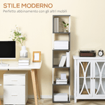 HOMCOM-Libreria-Moderna-Salvaspazio-a-5-Ripiani-in-Legno-33x28x161cm-Grigio-e-Bianco