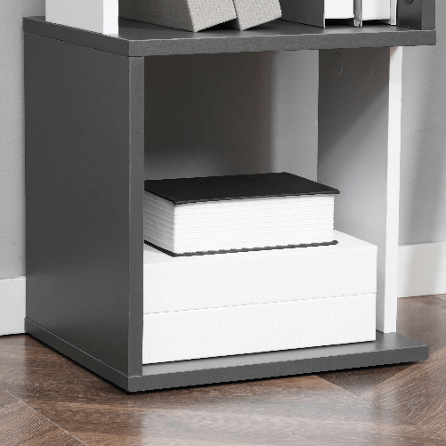 HOMCOM-Libreria-Moderna-Salvaspazio-a-5-Ripiani-in-Legno-33x28x161cm-Grigio-e-Bianco