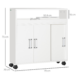 kleankin-Mobiletto-Bagno-con-Porte-Scorrevoli-Ripiano-Regolabile-e-4-Ruote-in-Truciolato-e-Lega-di-Alluminio-70x20x71cm-Bianco