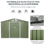 Outsunny-Casetta-da-Giardino-con-2-Porte-Scorrevoli-e-4-Prese-d-Aria-in-Acciaio-e-PP-277x195x192cm-Verde-Chiaro