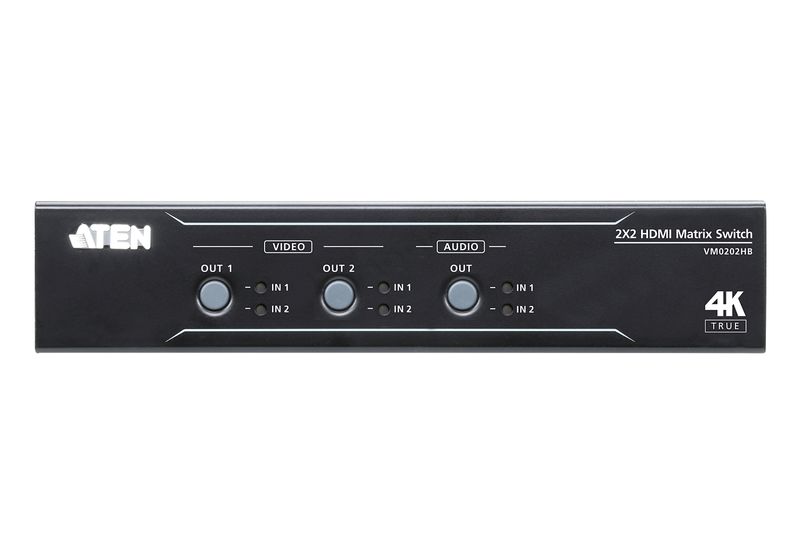 Aten-2-x-2-True-4K-HDMI-Matrix-Switch-with-Audio-De-Embedder-and-IR---RS-232-Control