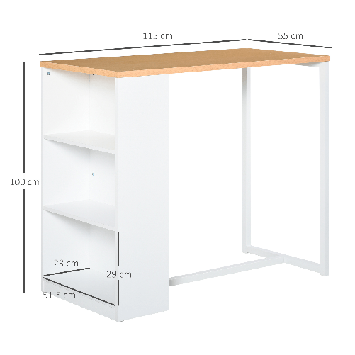 HOMCOM-Tavolo-Alto-da-Cucina-e-Bar-con-3-Mensole-in-Acciaio-e-MDF-Stile-Moderno