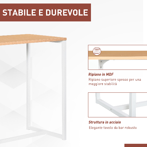 HOMCOM-Tavolo-Alto-da-Cucina-e-Bar-con-3-Mensole-in-Acciaio-e-MDF-Stile-Moderno