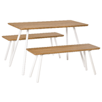 HOMCOM-Set-Tavolo-da-Pranzo-con-2-Panche-in-Stile-Nordico-per-Soggiorno-Salotto-e-Cucina-in-MDF-e-Metallo-Bianco