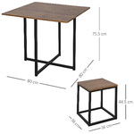 HOMCOM-Set-5-Pezzi-Tavolo-Bar-con-Sgabelli-in-Stile-Industriale-per-Cucina-Casa-o-Ristorante-Nero-e-Color-Legno