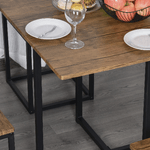 HOMCOM-Set-5-Pezzi-Tavolo-Bar-con-Sgabelli-in-Stile-Industriale-per-Cucina-Casa-o-Ristorante-Nero-e-Color-Legno