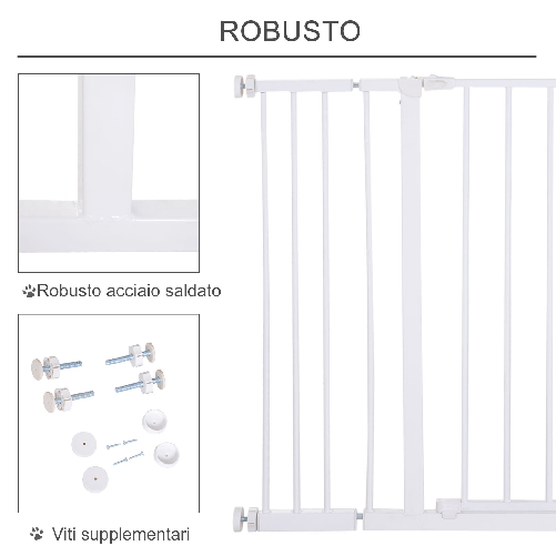 PawHut-Cancellino-per-Cani-di-Sicurezza-Estensibile-da-76-107cm-Montaggio-a-Pressione-Metallo-e-Plastica