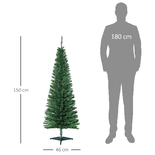 HOMCOM-Albero-di-Natale-Artificiale-150cm-con-Rami-294-Base-Pieghevole-Rimovibile-Decorazioni-Natalizie