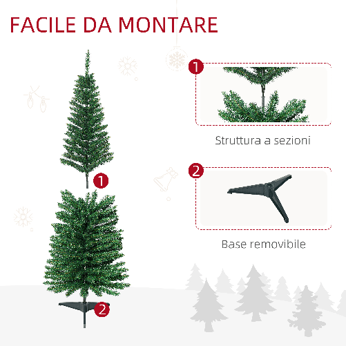 HOMCOM-Albero-di-Natale-Artificiale-150cm-con-Rami-294-Base-Pieghevole-Rimovibile-Decorazioni-Natalizie