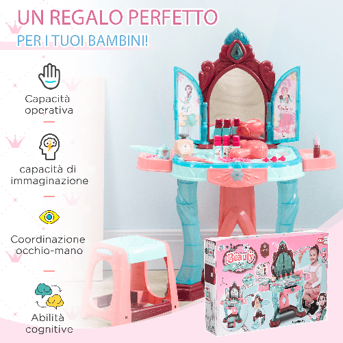 AIYAPLAY-Set-Toeletta-con-Sgabello-per-Bambini-da-3-6-Anni-Luci-Musica-e-Accessori-Inclusi