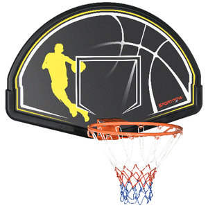 sportnow Canestro Basket per Bambini e Adulti da Indoor e Outdoor in Acciaio e PE, 110x90x70 cm, Nero e Giallo