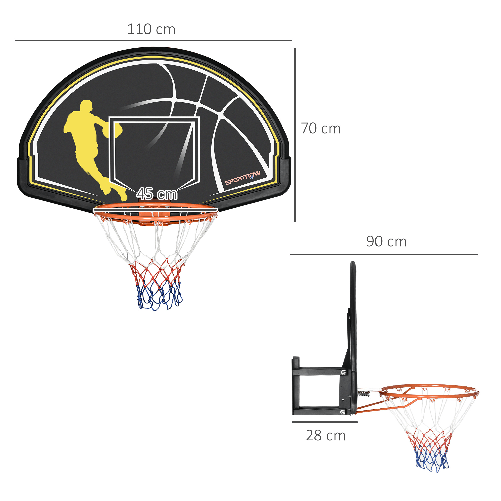 sportnow-Canestro-Basket-per-Bambini-e-Adulti-da-Indoor-e-Outdoor-in-Acciaio-e-PE-110x90x70-cm-Nero-e-Giallo