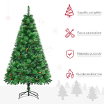 HOMCOM-Albero-di-Natale-Decorato-e-Ignifugo-per-Interni-con-782-Rami-e-Base-in-Metallo-Φ116x180-cm-Verde