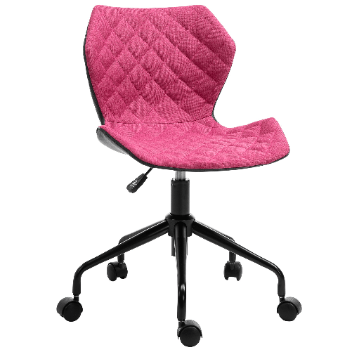 HOMCOM-Sedia-da-Ufficio-Girevole-con-Altezza-Regolabile-e-Ruote-in-Nylon-Rosa