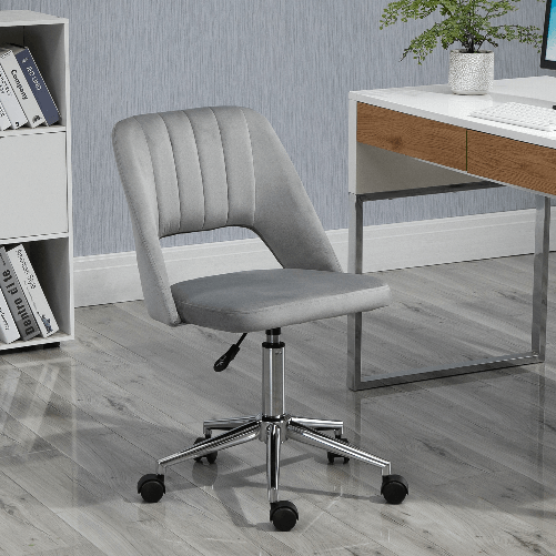 Vinsetto-Sedia-da-Ufficio-Ergonomica-e-Girevole-Sedia-Imbottita-per-Scrivania-con-Altezza-Regolabile-Grigio-49x54x79-91cm