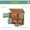 PawHut-Conigliera-in-Legno-a-2-Livelli-con-Ruote-Vassoio-Estraibile-e-Rampa-122x50x101cm