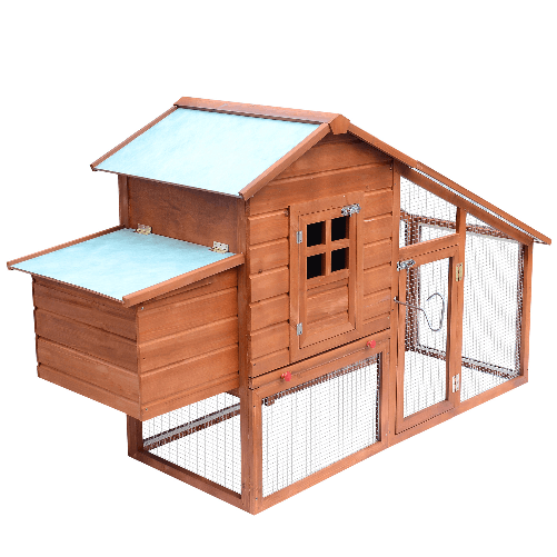 PawHut-Pollaio-in-Legno-con-Casetta-Nido-di-Cova-e-Area-Aperta-per-2-4-Galline-190x66x116cm-Arancione
