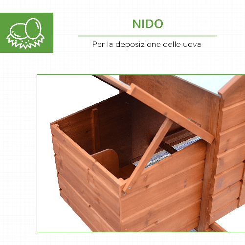 PawHut-Pollaio-in-Legno-con-Casetta-Nido-di-Cova-e-Area-Aperta-per-2-4-Galline-190x66x116cm-Arancione
