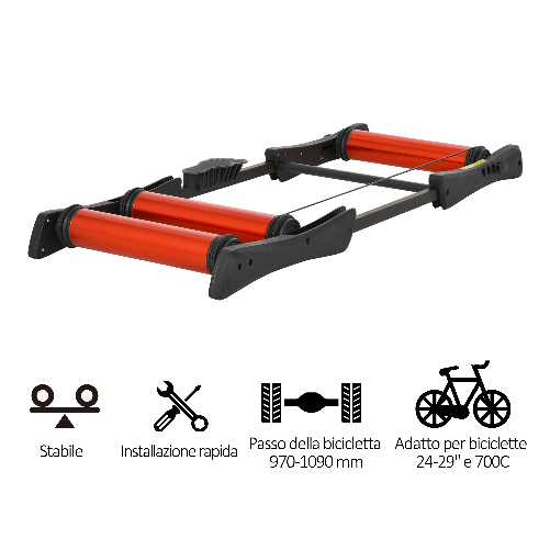 HOMCOM-Rullo-per-Bicicletta-Trainer-Pieghevole-e-Regolabile-Rosso