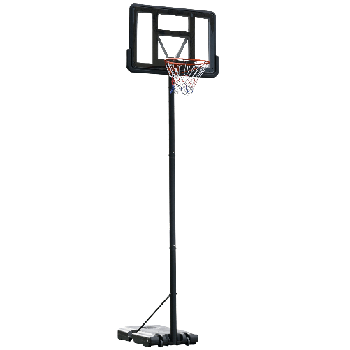 HOMCOM-Canestro-Basket-Altezza-Regolabile-160-305cm-Base-con-Ruote-e-Struttura-in-Acciaio-Tabellone-in-PVC-Trasparente