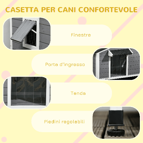 PawHut-Casetta-per-Cani-in-Legno-con-Design-Rialzato-Tenda-Protettiva-e-2-Finestre-109x79x72-cm