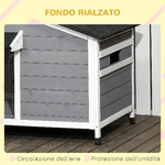 PawHut-Casetta-per-Cani-in-Legno-con-Design-Rialzato-Tenda-Protettiva-e-2-Finestre-109x79x72-cm