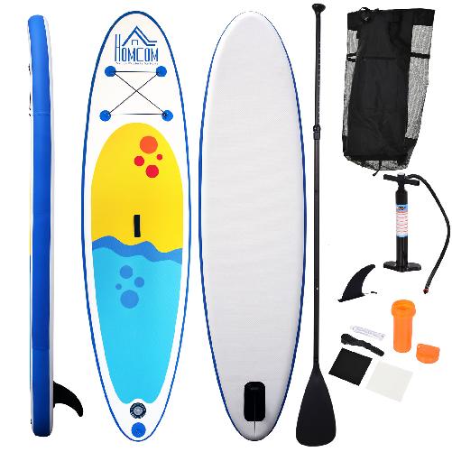 HOMCOM-Tavola-SUP-Gonfiabile-Stand-Up-Paddle-con-Pagaia-Regolabile-Tavola-da-Surf-con-Accessori-Inclusi-Blu-305x76x10cm