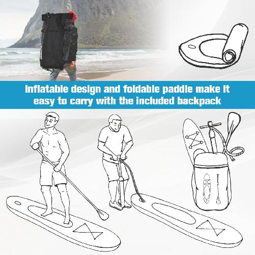 HOMCOM-Tavola-SUP-Gonfiabile-Stand-Up-Paddle-con-Pagaia-Regolabile-Tavola-da-Surf-con-Accessori-Inclusi-Blu-305x76x10cm