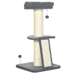 PawHut Torre per Gatti Tiragraffi con Palline e Posatoi, in Truciolato, Sisal e Finto Vello d'Agnello, 48x48x92 cm