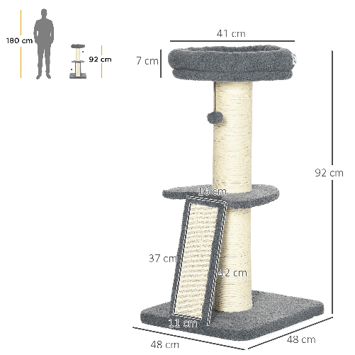 PawHut-Torre-per-Gatti-Tiragraffi-con-Palline-e-Posatoi-in-Truciolato-Sisal-e-Finto-Vello-d-Agnello-48x48x92-cm