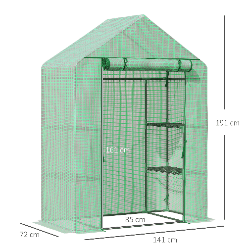 Outsunny-Serra-da-Giardino-in-Acciaio-e-Plastica-PE-con-4-Ripiani-Funi-e-Picchetti-141x72x191-cm-Verde