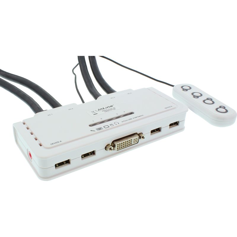 Switch-KVM---4-vie---DVI-D---USB---con-audio---cavo-integrato