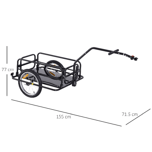 HOMCOM-Carrello-per-Bicicletta-Rimorchio-Cargo-Bici-Trasporto-di-Oggetti-Pieghevole-Portata-36kg-156x72x82cm