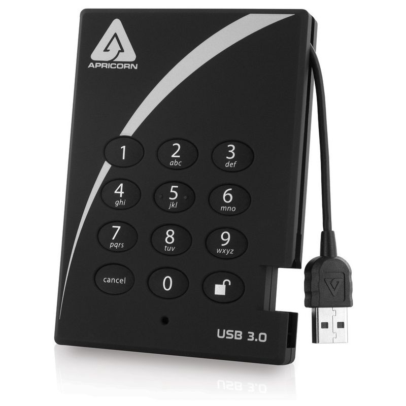 Apricorn-A25-3PL256-1000-disco-rigido-esterno-1000-GB-Nero--1TB-AES-XTS-PADLOCK-SECURE---New-Retail---USBEXT-3.0-256BIT-