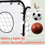 HOMCOM-Porta-da-Calcio-per-Bambini-e-Adulti-Rete-in-PE-in-Metallo-Oxford-Bianco-Nero