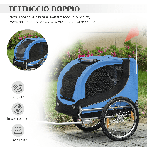 PawHut-Carrellino-Rimorchio-per-Cani-Animali-Domestici-da-Bicicletta-130-x-73-x-90cm-Azzurro-e-nero