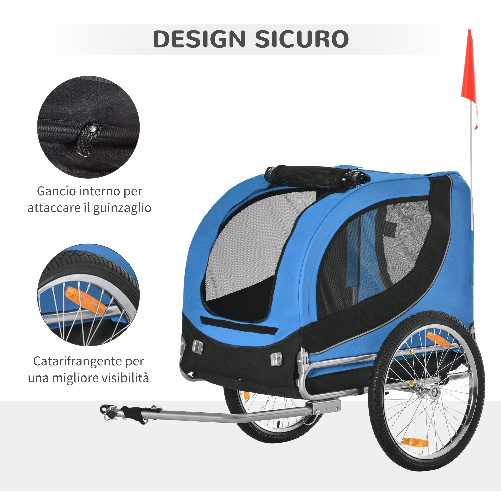 PawHut-Carrellino-Rimorchio-per-Cani-Animali-Domestici-da-Bicicletta-130-x-73-x-90cm-Azzurro-e-nero