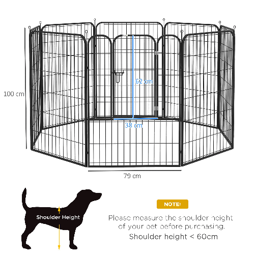 PawHut-Recinto-per-Cani-e-per-Cuccioli-Recinto-Modulare-per-Cani-da-Interno-ed-Esterno-in-Metallo-e-Acciaio-8-Pannelli-79x100cm