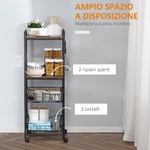 HOMCOM-Carrello-da-Cucina-con-2-Cesti-estraibili-in-Metallo-2-ripiani-in-Legno-Truciolato-e-Ganci-laterali-40x38x111cm