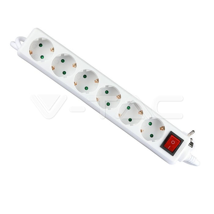 V-TAC-Multipresa-con-Cavo-15m-5-Prese-10A-2P---Schuko-e-Interruttore-Luminoso-Spina-Schuko-Colore-Bianco