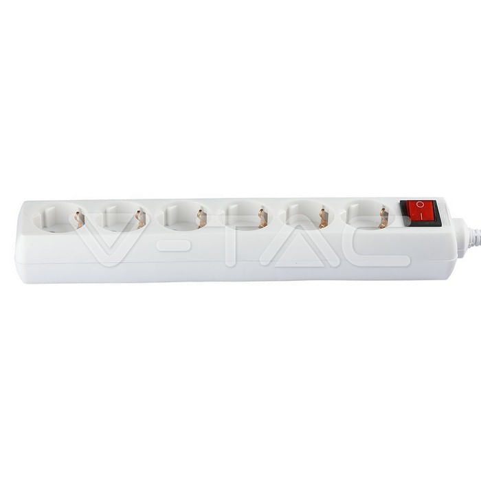 V-TAC-Multipresa-con-Cavo-15m-5-Prese-10A-2P---Schuko-e-Interruttore-Luminoso-Spina-Schuko-Colore-Bianco