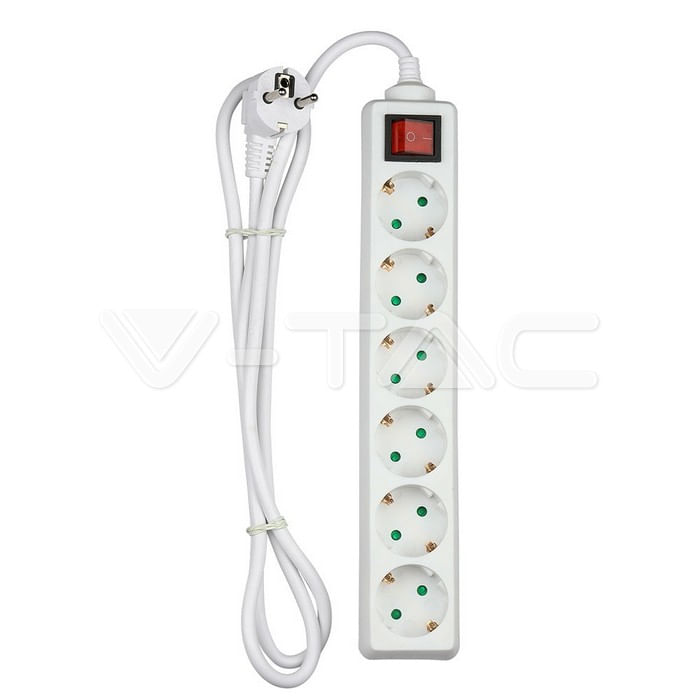 V-TAC-Multipresa-con-Cavo-15m-5-Prese-10A-2P---Schuko-e-Interruttore-Luminoso-Spina-Schuko-Colore-Bianco